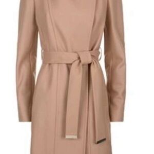 Ted Baker Tan Wrap Belted Coat with Gold Accents